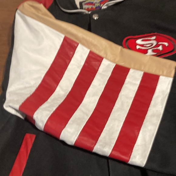 Jeff Hamilton San Francisco 49ers leather trim jacket XL - Picture 10 of 16